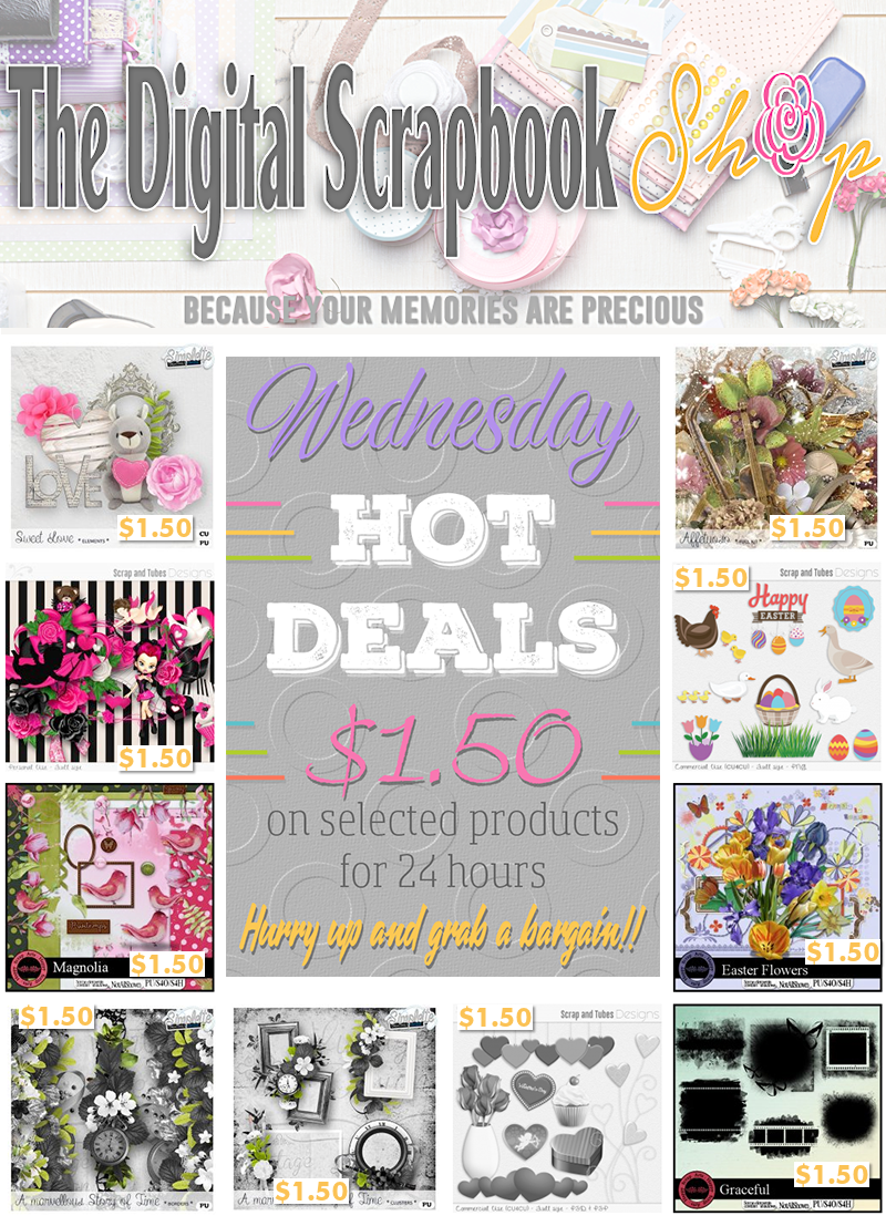 Wednesday Hot Deals at The Digital ScrapBook Shop Scrap and Tubes Designs