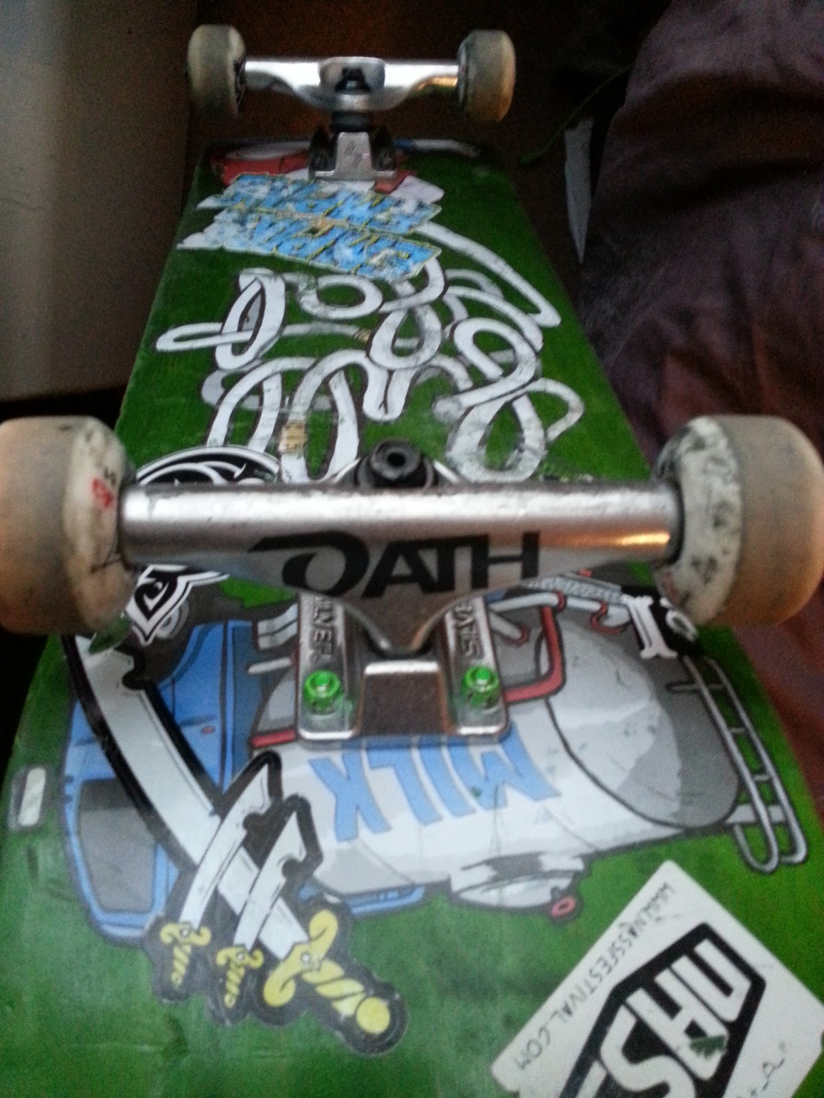 HOOT Skateboarding Silver trucks x Oath skateboard trucks