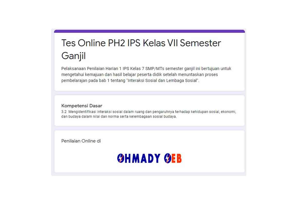 Latihan Soal Online Ph2 Ips Kelas 7 Semester Ganjil
