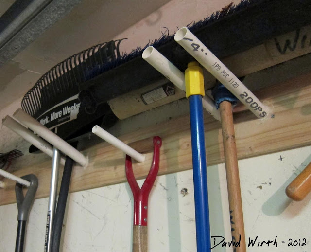 wood and pvc tool rack in garage, attach to wall, how to build, simple plans