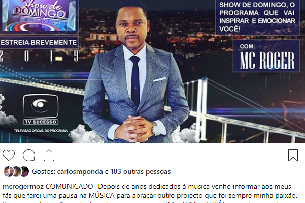 MC ROGER ANUNCIA REGRESSO À TV