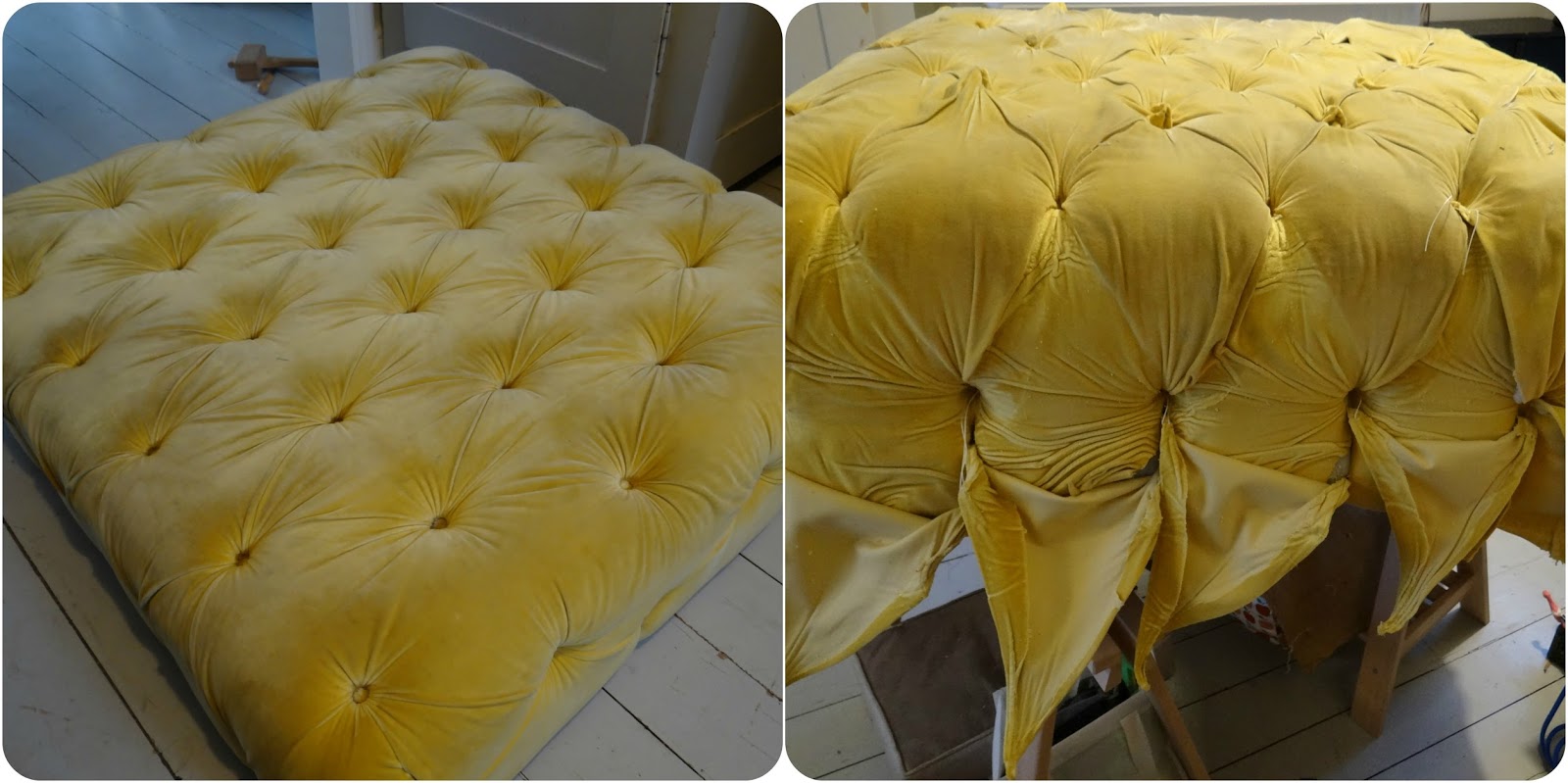 STAPLE AND TACK Large ottoman in for a recover...