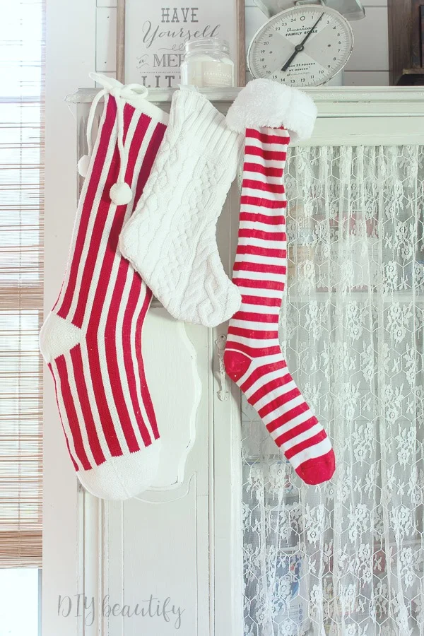 red and white striped stockings