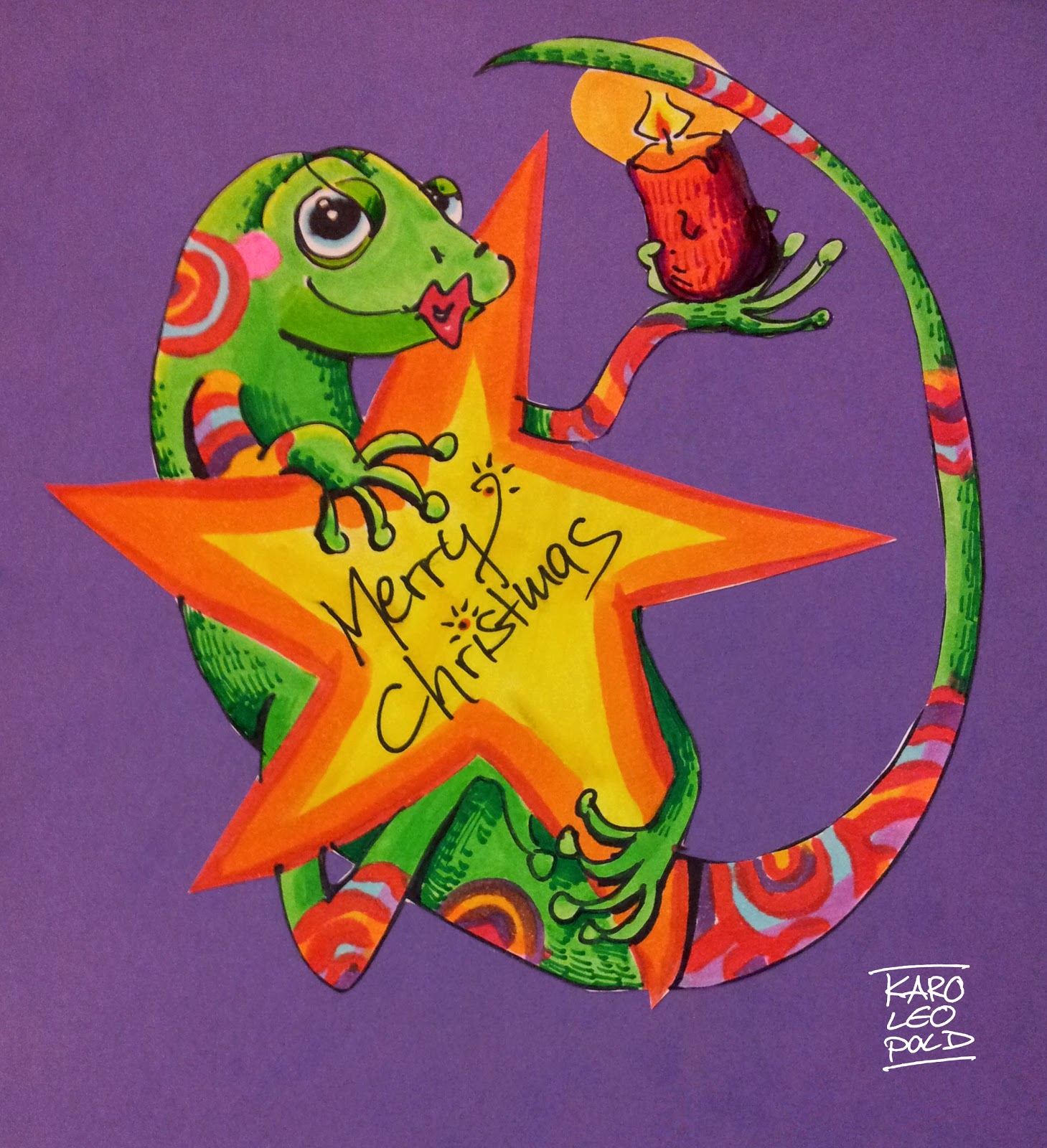Illus by Karo ♥ The lizard wishes MERRY CHRISTMAS! ♥