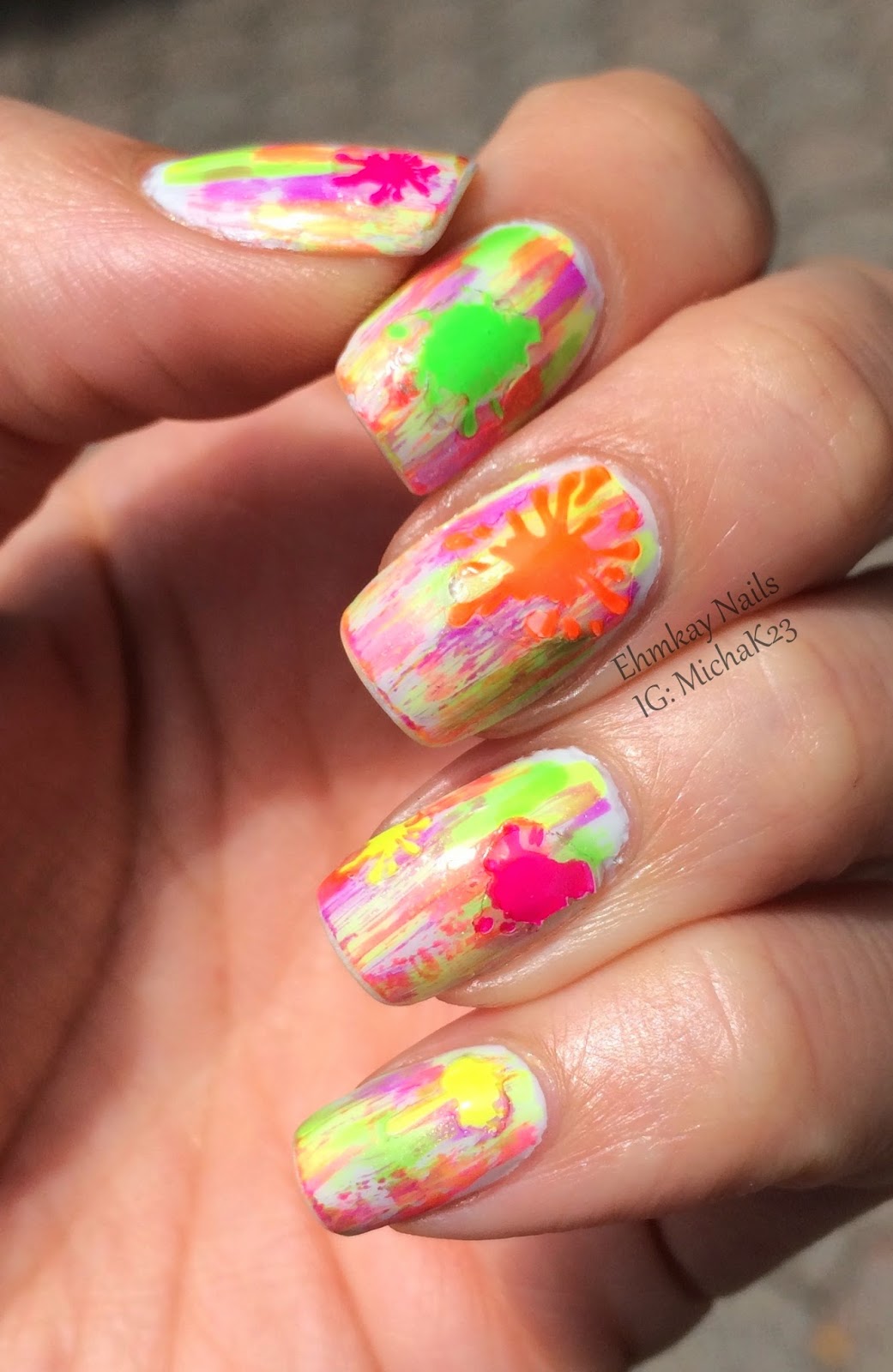 ehmkay nails Neon Dry Brush Nail Art with Born Pretty Store Neon