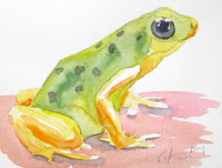 green and gold frog painting