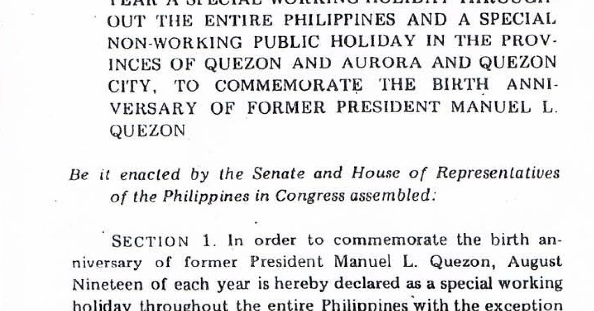 Philippine Holidays Special NonWorking Public Holiday in the
