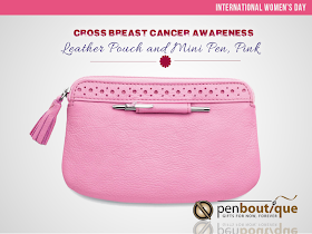 Cross Breast Cancer Awareness Leather Pouch