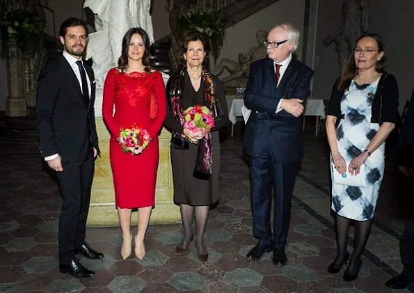 Queen Silvia of Sweden, Prince Carl Philip of Sweden and Princess Sofia of Sweden visits the annual formal meeting of Royal Swedish Academy of Fine Arts.