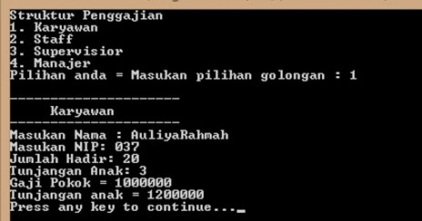 Pengetahuan Dunia IT & Islam: Contoh Kodingan Java Struktur Penggajian