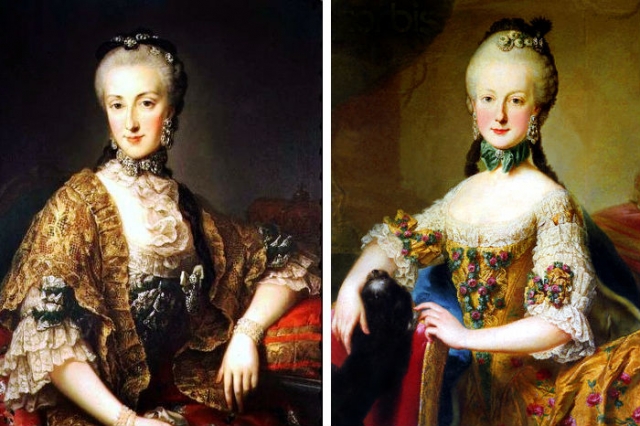 Слева: Мария-Анна, самая старшая из дочерей Марии-Терезии. В семье её называли Марианной