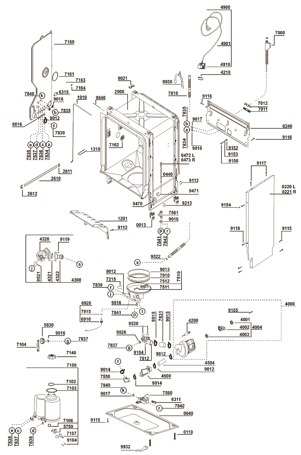 Schematic Diagrams: WHIRLPOOL DISH-WASHER ADG352WH – EXPLODED VIEW