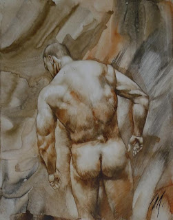 MALE DRAWING ART BLOG : CHRIS LOPEZ DRAWING AND PAINTING WATERCOLOUR  ON PAPER 2010