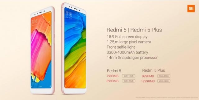 رسميا شاومي تكشف عن هاتفي Redmi 5 و Redmi 5 Plus بشاشة 18:9 وأسعار معقولة 