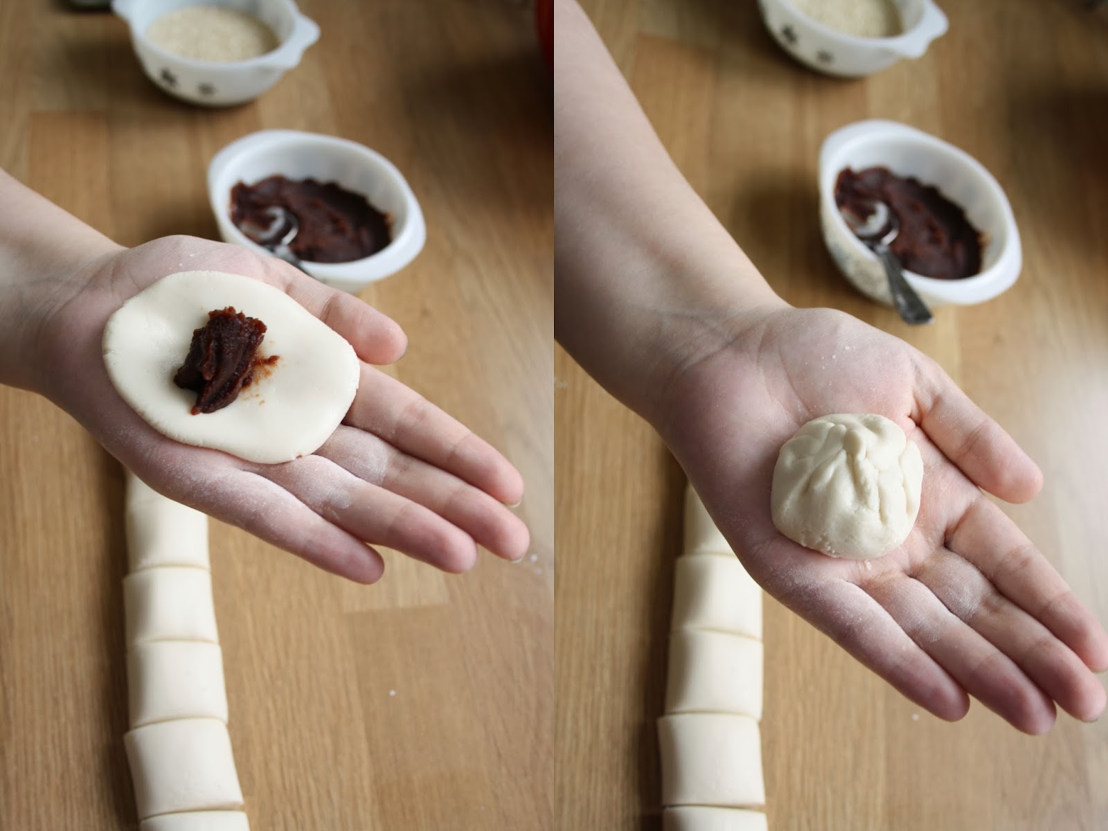 Floral Frosting Sesame Balls filled with Red Bean Paste (Jin Deui)