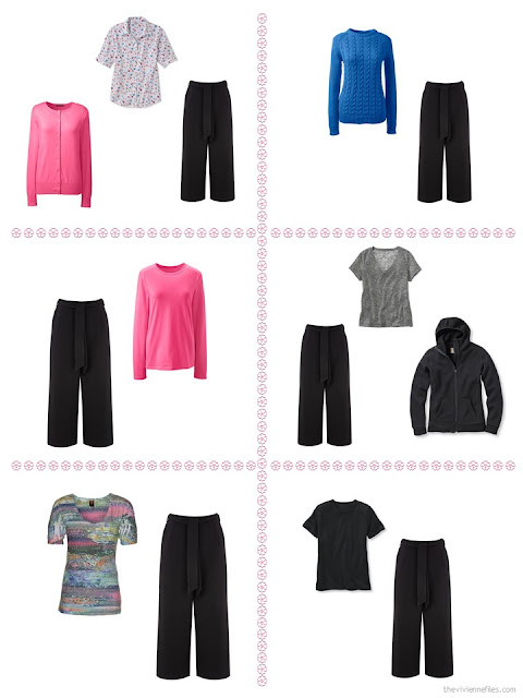 Six ways to style a pair of black cropped pants from a "Whatever's Clean" wardrobe Six ways to style a pair of black cropped pants from a "Whatever's Clean" wardrobe