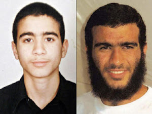 ANTES Y DESPUES. Omar Kadhr cuando fue atrapado y su foto actual en Guantánamo, donde sigue detenid