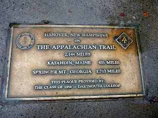 The Appalachian Trail marker on the Dartmouth campus in Hanover, New Hampshire