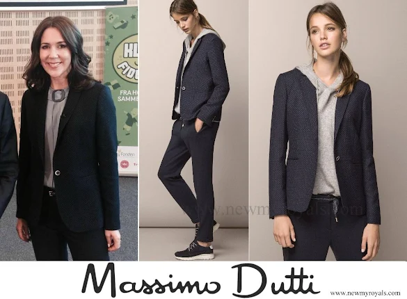 Crown princess mary wore Massimo Dutti Tiny Polka Dot Printed Jacket