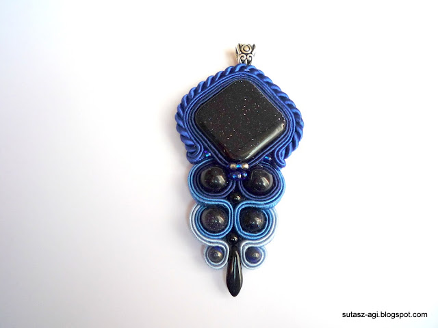 blue soutache pendant