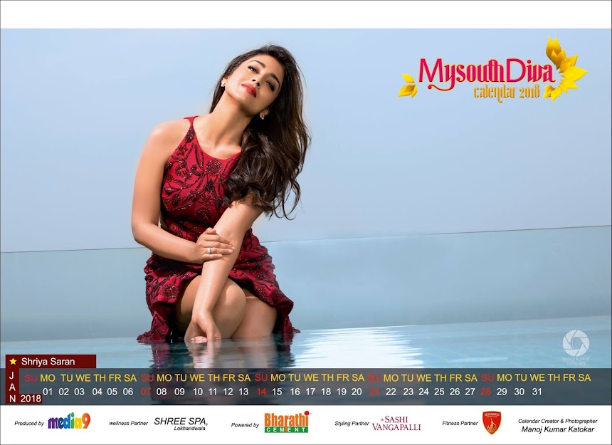 Shriya Saran in My South Diva Calendar 2018