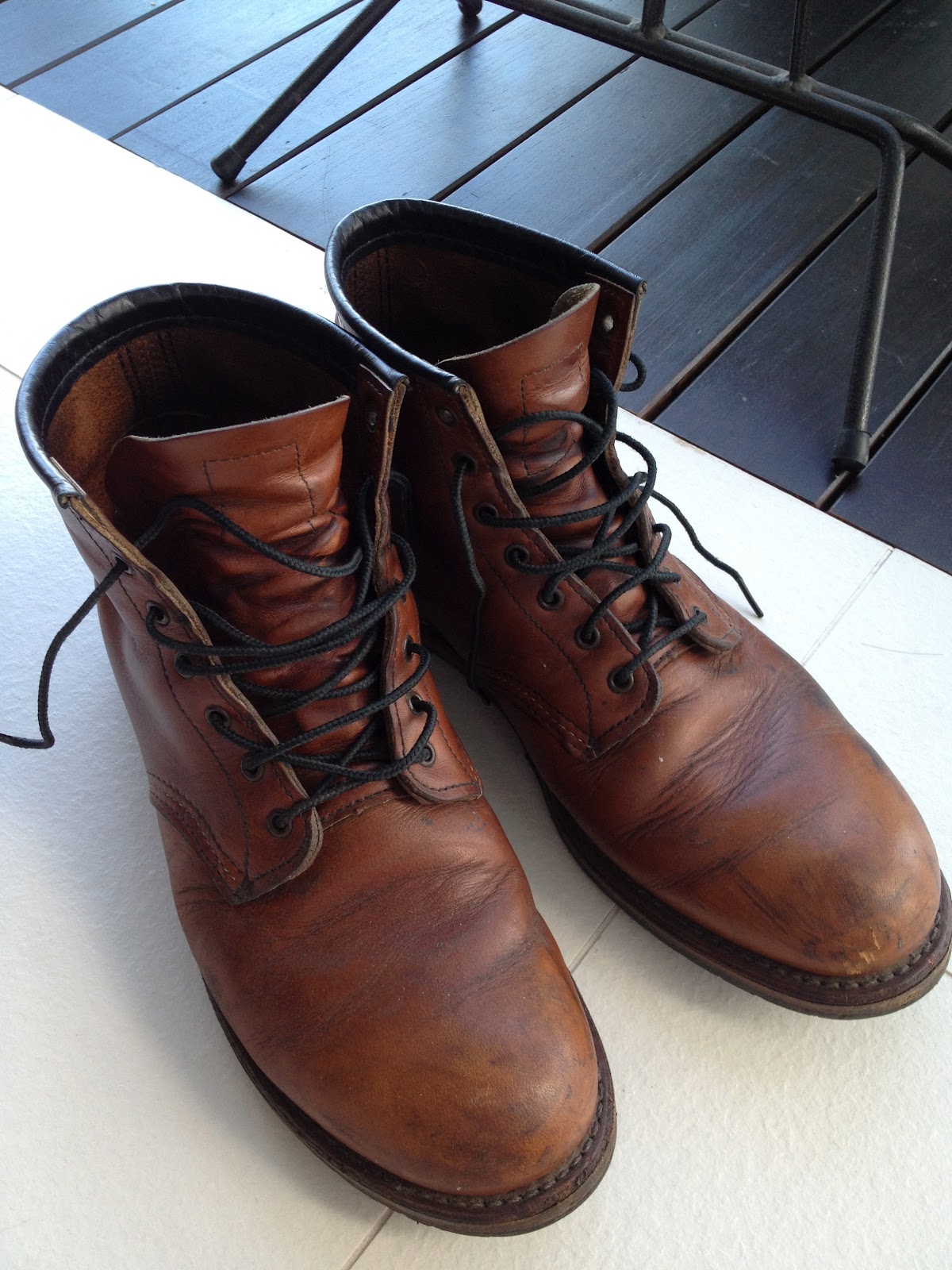 Goody Leathery: Dirty Red Wing Beckman Chestnut 9013 + Evolution