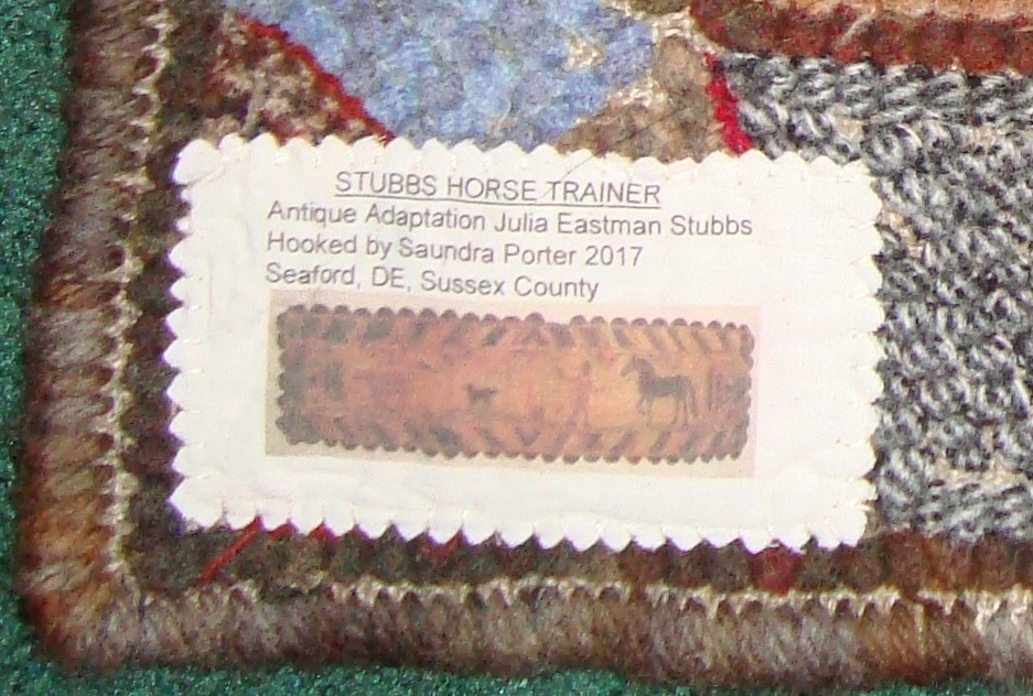 Saundra of Woodland Junction Making Rug Labels again