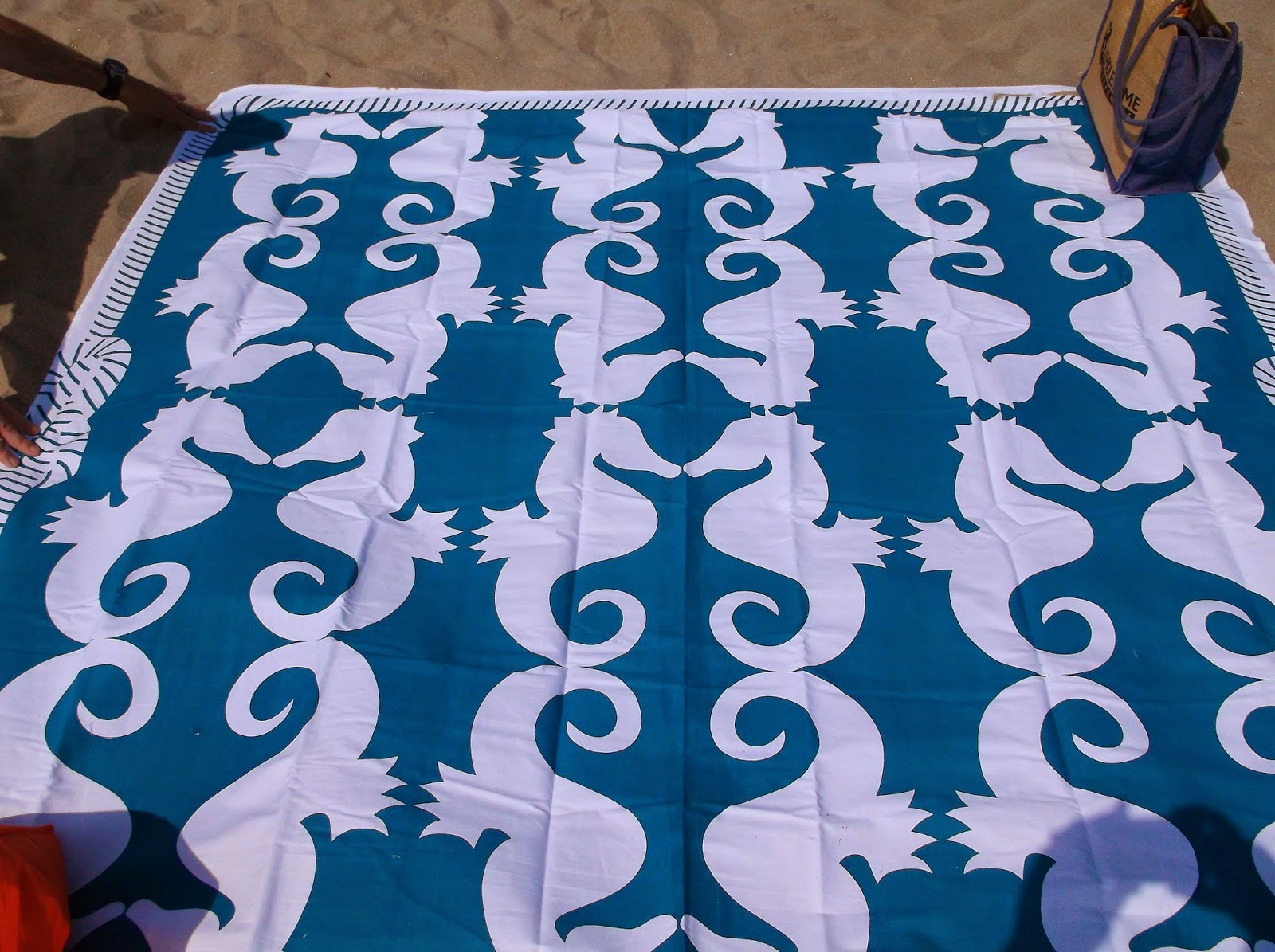 Missy's Product Reviews Seahorses beach sheet from Beach Road Designs