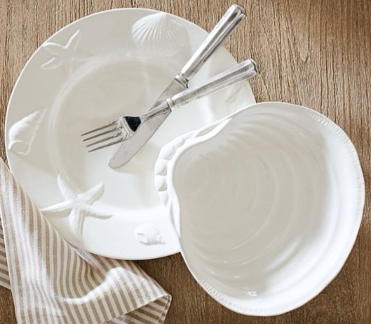 White Coastal Dinnerware  Ocean & Sea Life Inspired Plates, Platters & More