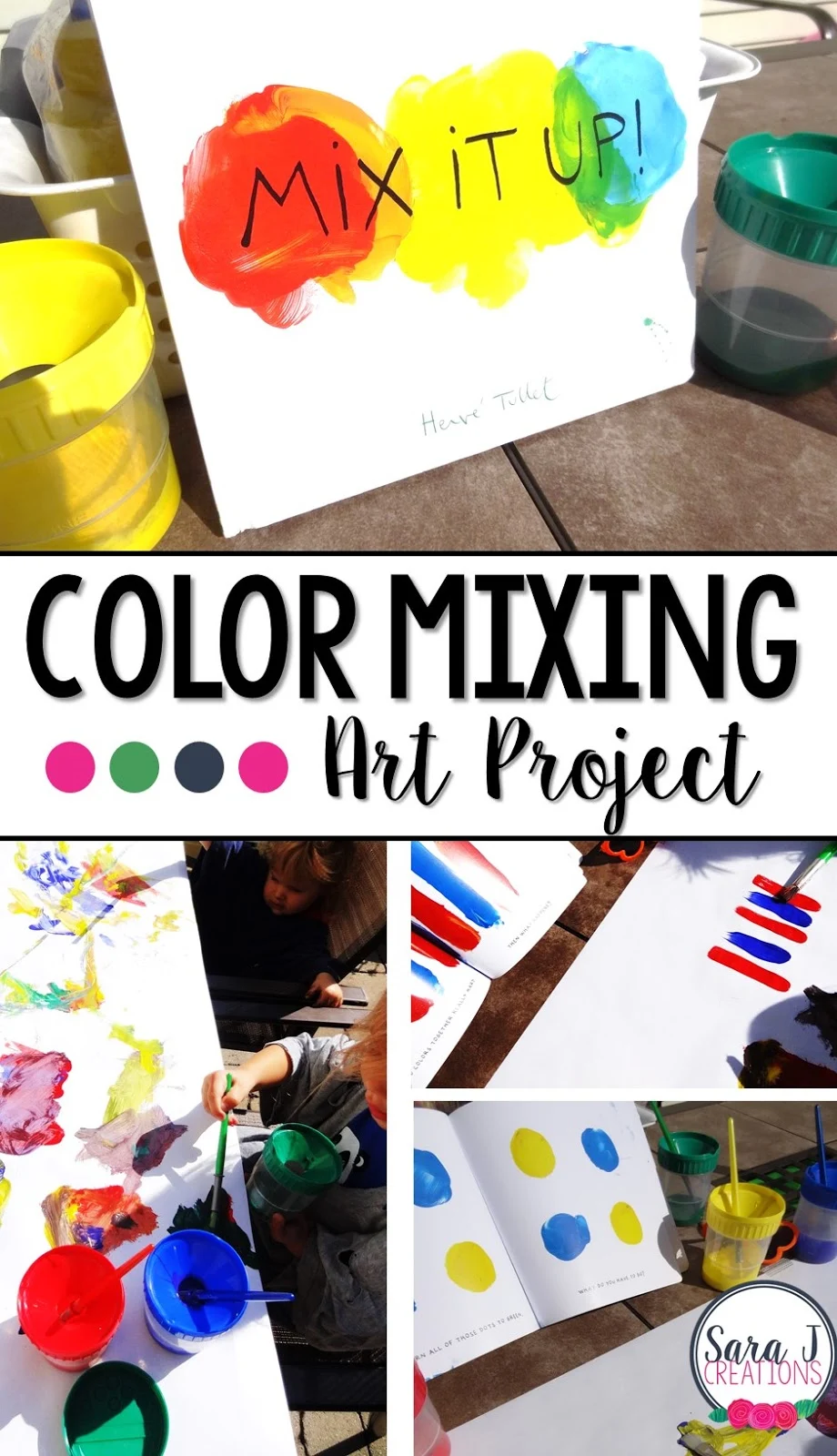 Have you read this book?  I love it for doing color mixing art activities with my toddlers.