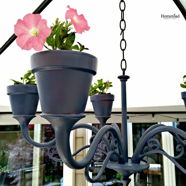 Repurposed Flower pot chandelier www.homeroad.net