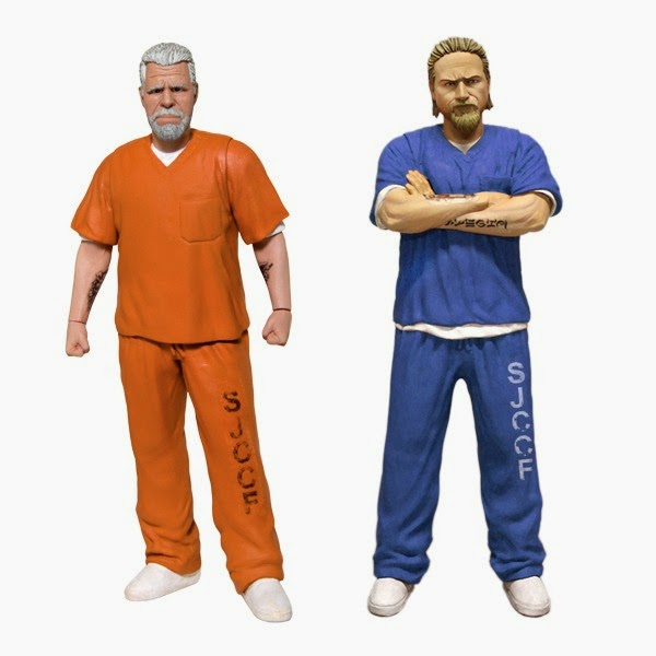 New York Comic Con 2014 Exclusive Sons of Anarchy Blue Prison Variant Jax Teller & Orange Prison Variant Clay Morrow Action Figures by Mezco Toyz