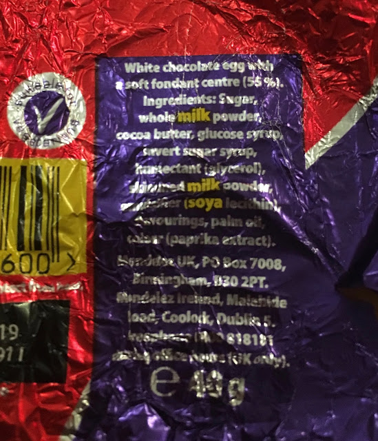 Cadbury’s White Chocolate Creme Egg Ingredients