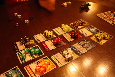 Quarriors - The cards and just a few of the dice!