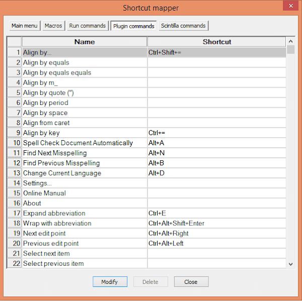 How To Change NotePad++ Default Shortcut Keys For Plugins Like Emmet