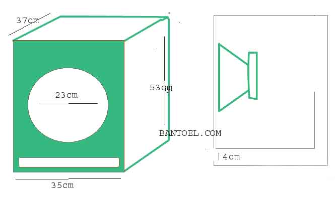 skema ukuran box speaker 10 inch