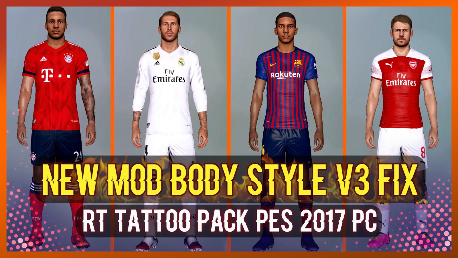 PES 2017  RT Mega Tattoo Pack 2020 AIO 1000 Tattoo  YouTube