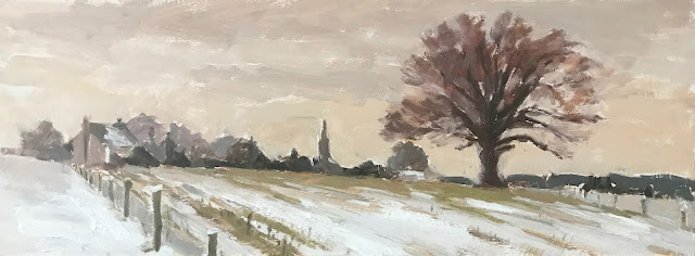 #315 ‘ Homefield in Snow’ 8×14″