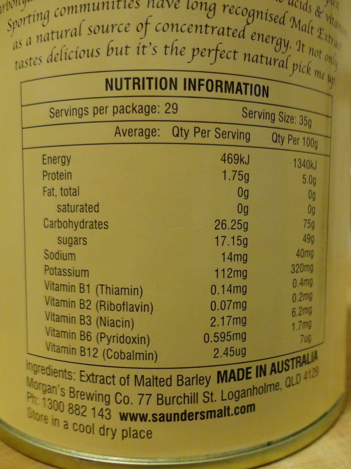 Malt Extract syrupy goodness in a can