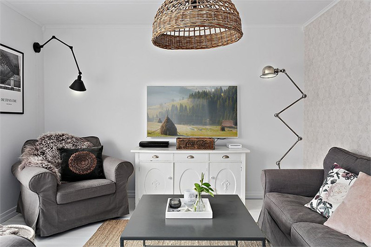 salon estilo nordico muebles ikea lampara ratan mueble television escandinavo interiorista barcelona alquimia deco