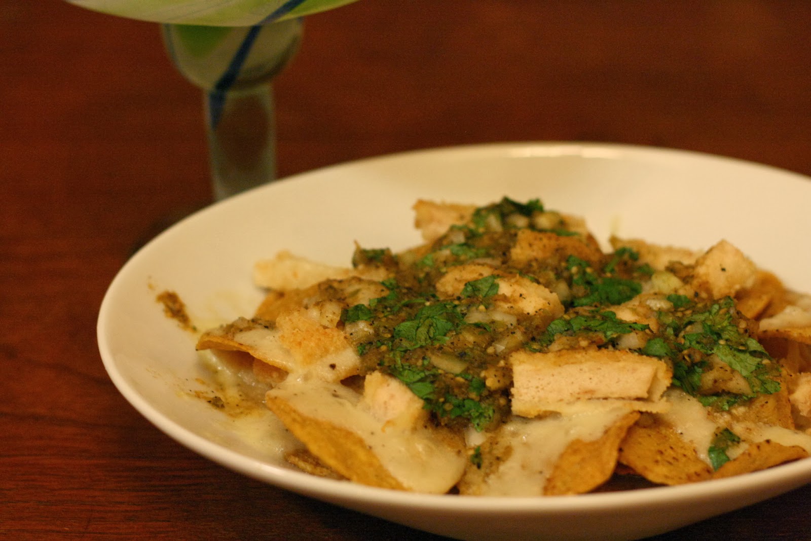 Laine's Recipe Box Chicken Nachos Blanco with Tomatillo Salsa