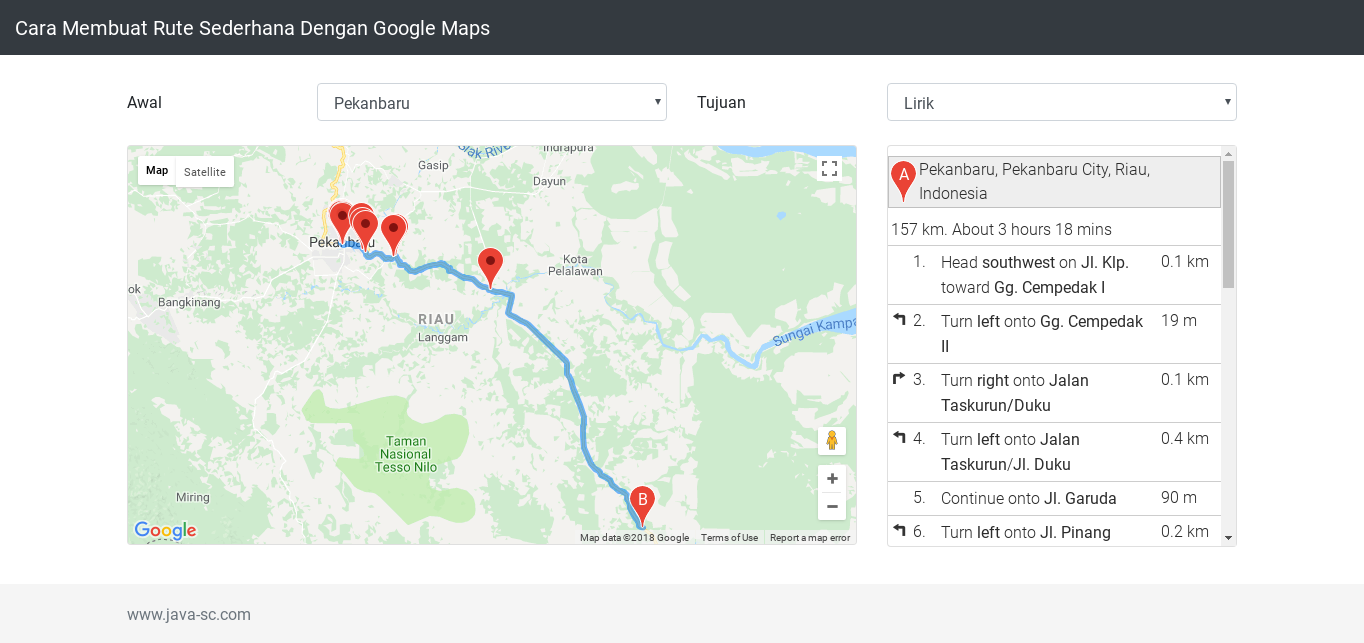 Menampilkan Maps Di Html Cara Menampilkan Informasi Rute Menggunakan Info Window Di Google Maps -  Javasc Developer