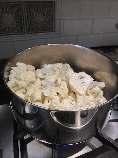 white chopped cauliflower in a sauce pan