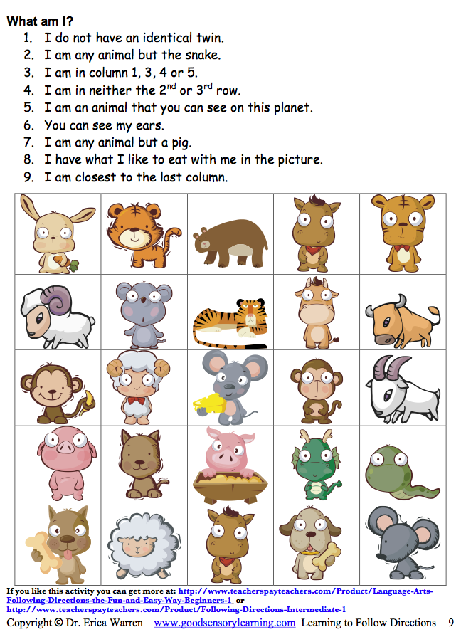 Following Oral Directions Activities 42