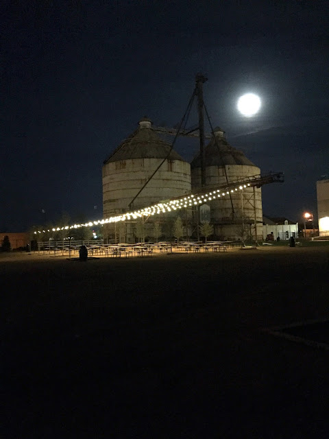 silos at night