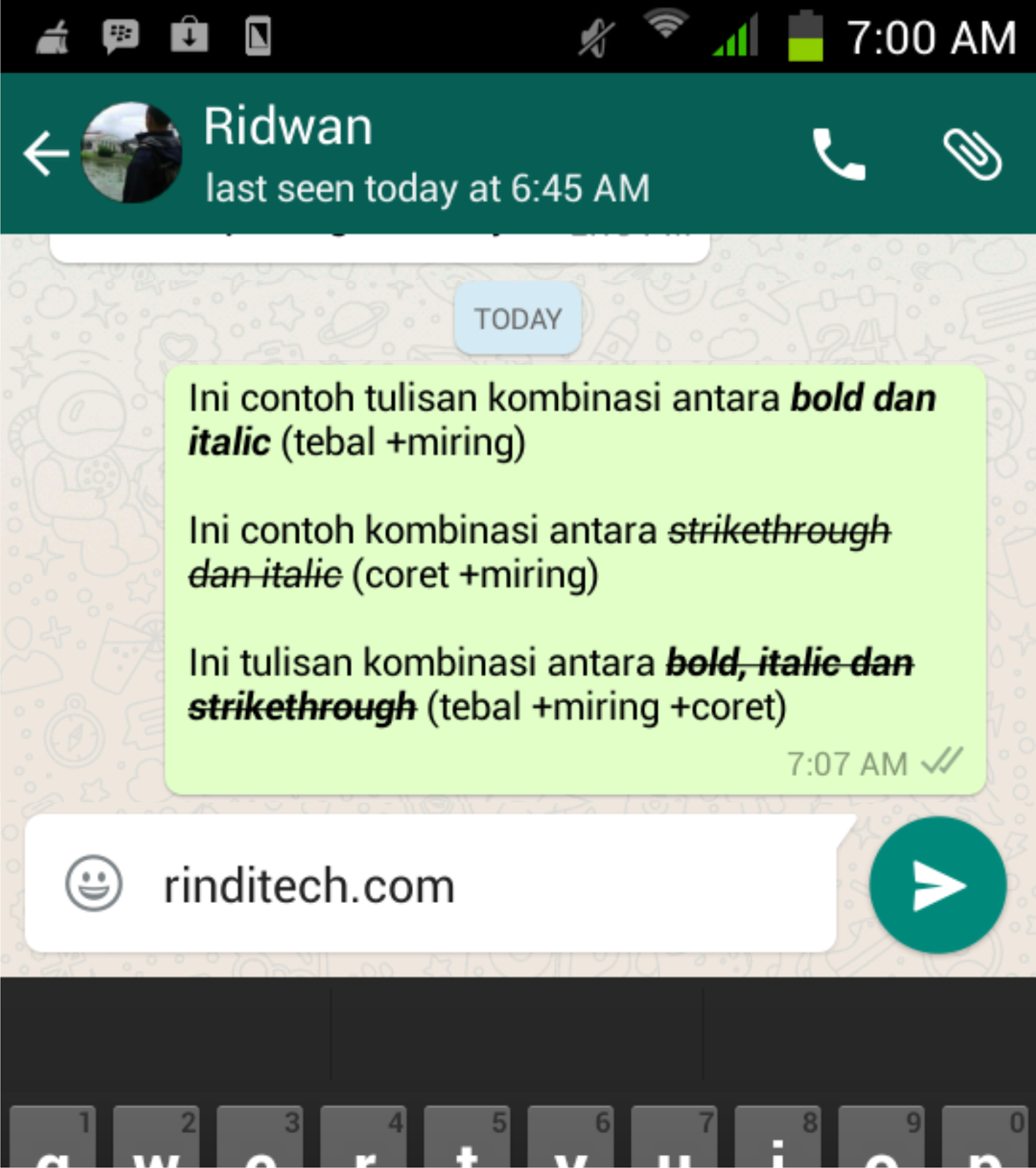 Cara Membuat Tulisan Tebal Miring Coret Bahkan Kombinasi Di Whatsapp Rindi Tech