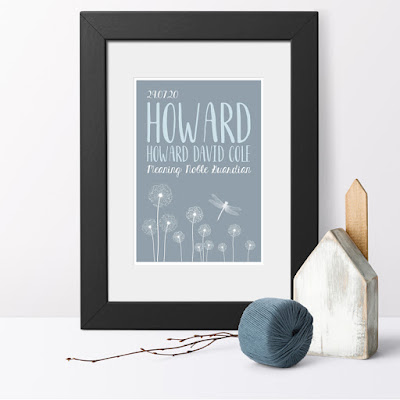 Dandelion personalised meaning of name print in blue, nursery art from PhotoFairytales.co.uk