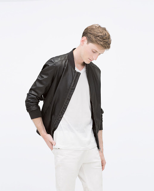 Áo khoác da nam Zara Faux Leather Bomber Jacket Áo khoác da nam Zara Faux Leather Bomber Jacket