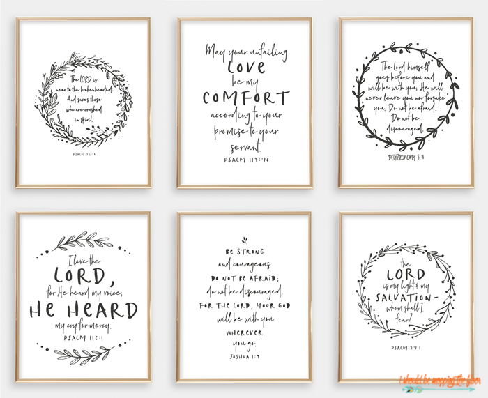 Six Scripture Printables for Comfort | These six printables are perfect for times where comfort is needed. Each are 8x10 prints.