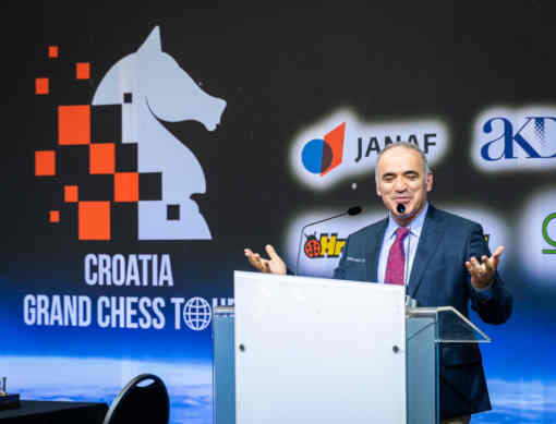 Garry Kasparov lors de la cérémonie d'ouverture du Grand Chess Tour en Croatie - Photo site officiel